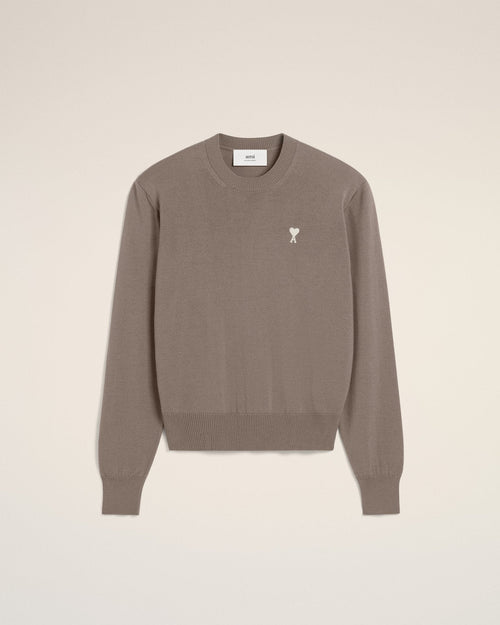 BEIGE WOOL AMI CREW NECK SWEATER - kleostreetwear