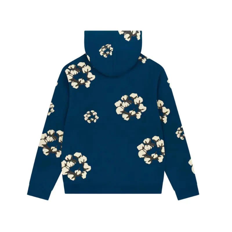 DENIM TEARS HOODIE CACTUS TEARS WREATH NAVY BLUE - kleostreetwear