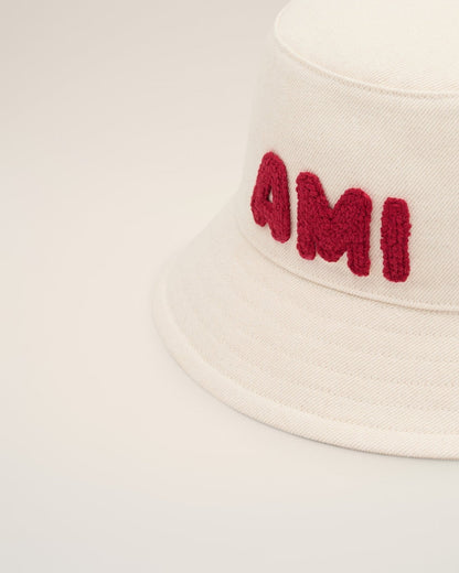BEIGE COTTON AMI PATCH BUCKET HAT - kleostreetwear