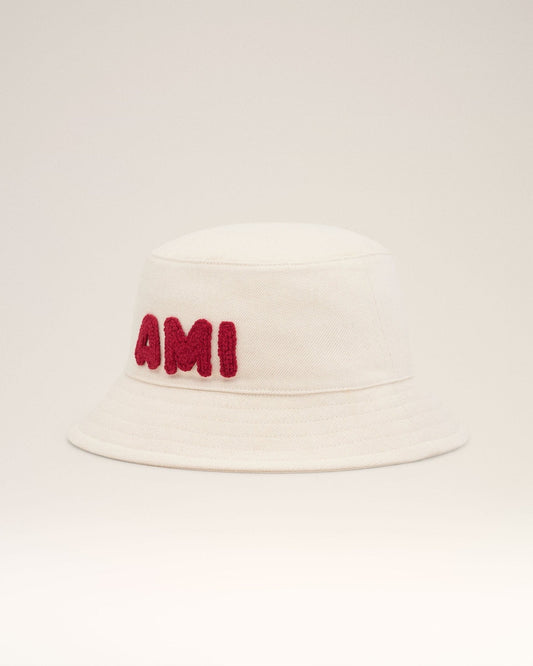 BEIGE COTTON AMI PATCH BUCKET HAT - kleostreetwear