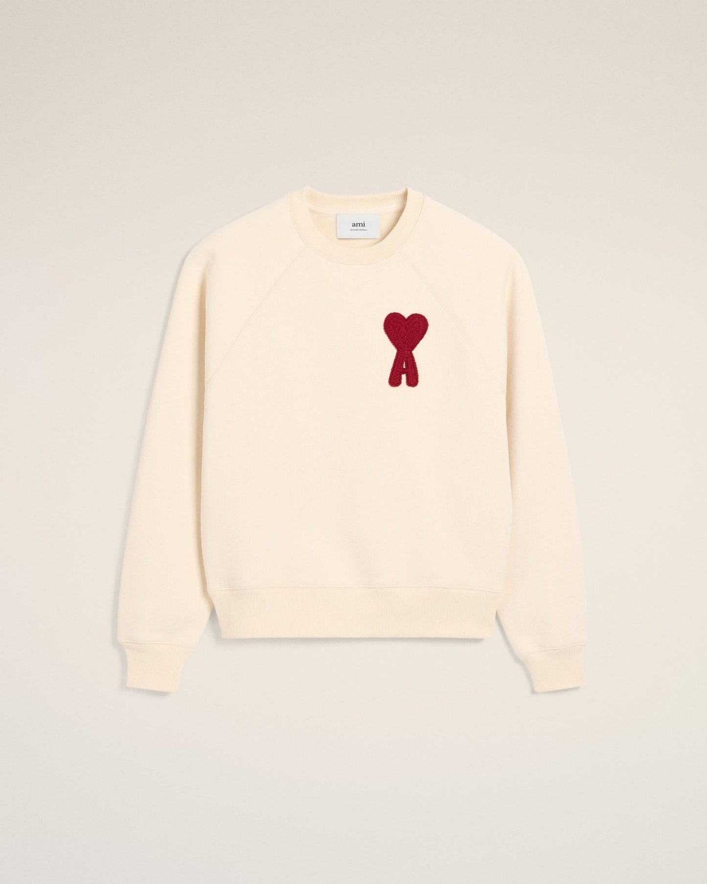 BEIGE COTTON AMI PATCH SWEATSHIRT - kleostreetwear