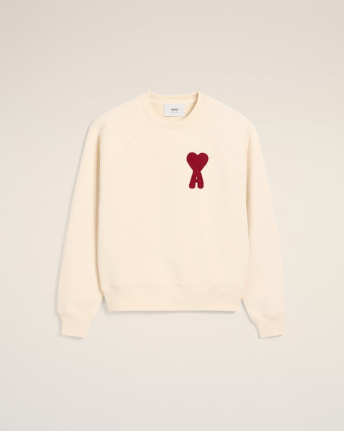 BEIGE COTTON AMI PATCH SWEATSHIRT - kleostreetwear