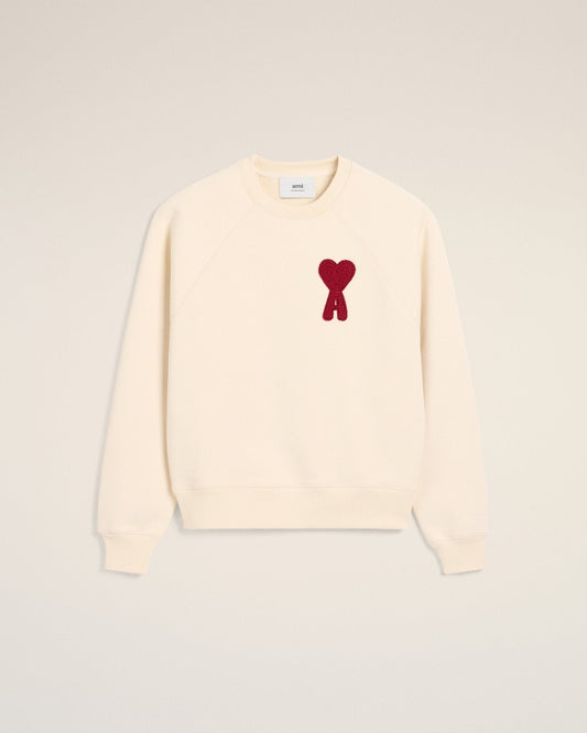 BEIGE COTTON AMI PATCH SWEATSHIRT - kleostreetwear