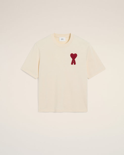 BEIGE COTTON AMI PATCH T - SHIRT - kleostreetwear