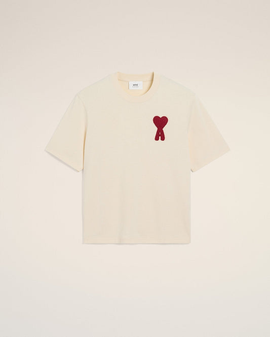 BEIGE COTTON AMI PATCH T - SHIRT - kleostreetwear