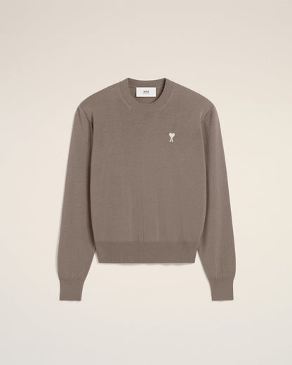 BEIGE WOOL AMI CREW NECK SWEATER - kleostreetwear