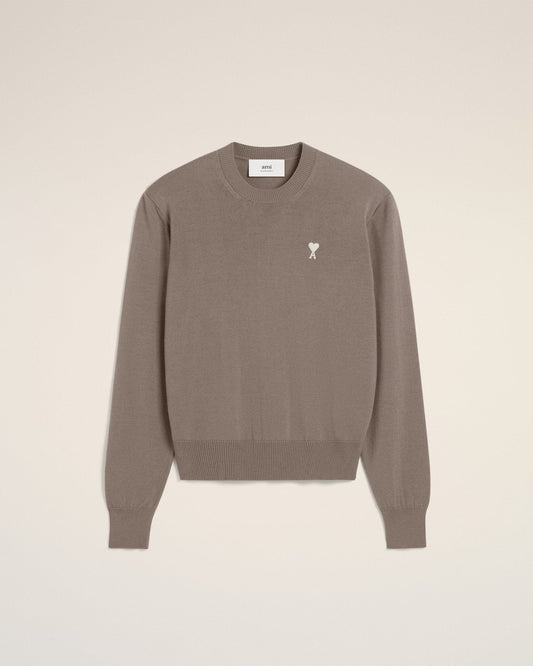 BEIGE WOOL AMI CREW NECK SWEATER - kleostreetwear