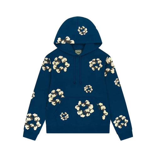DENIM TEARS HOODIE CACTUS TEARS WREATH NAVY BLUE - kleostreetwear