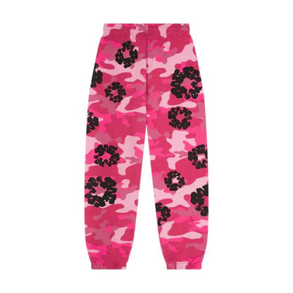 DENIM TEARS JOGGERS PINK CAMO COTTON WREATH - kleostreetwear
