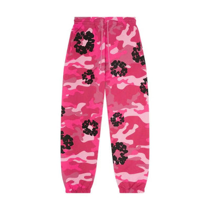 DENIM TEARS JOGGERS PINK CAMO COTTON WREATH - kleostreetwear