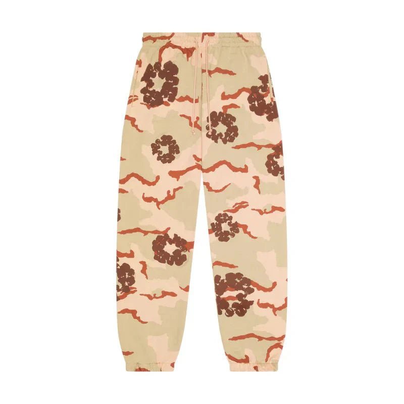 DENIM TEARS JOGGERS TAN CAMO COTTON WREATH - kleostreetwear