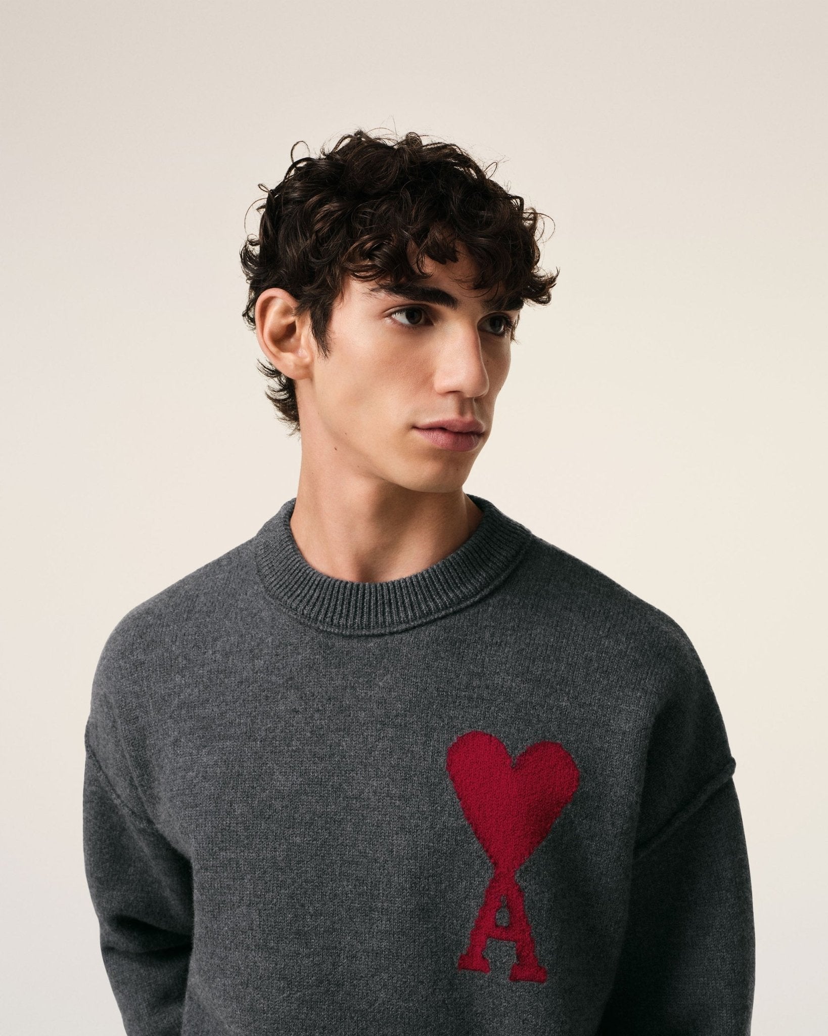 GREY WOOL AMI SWEATER - kleostreetwear