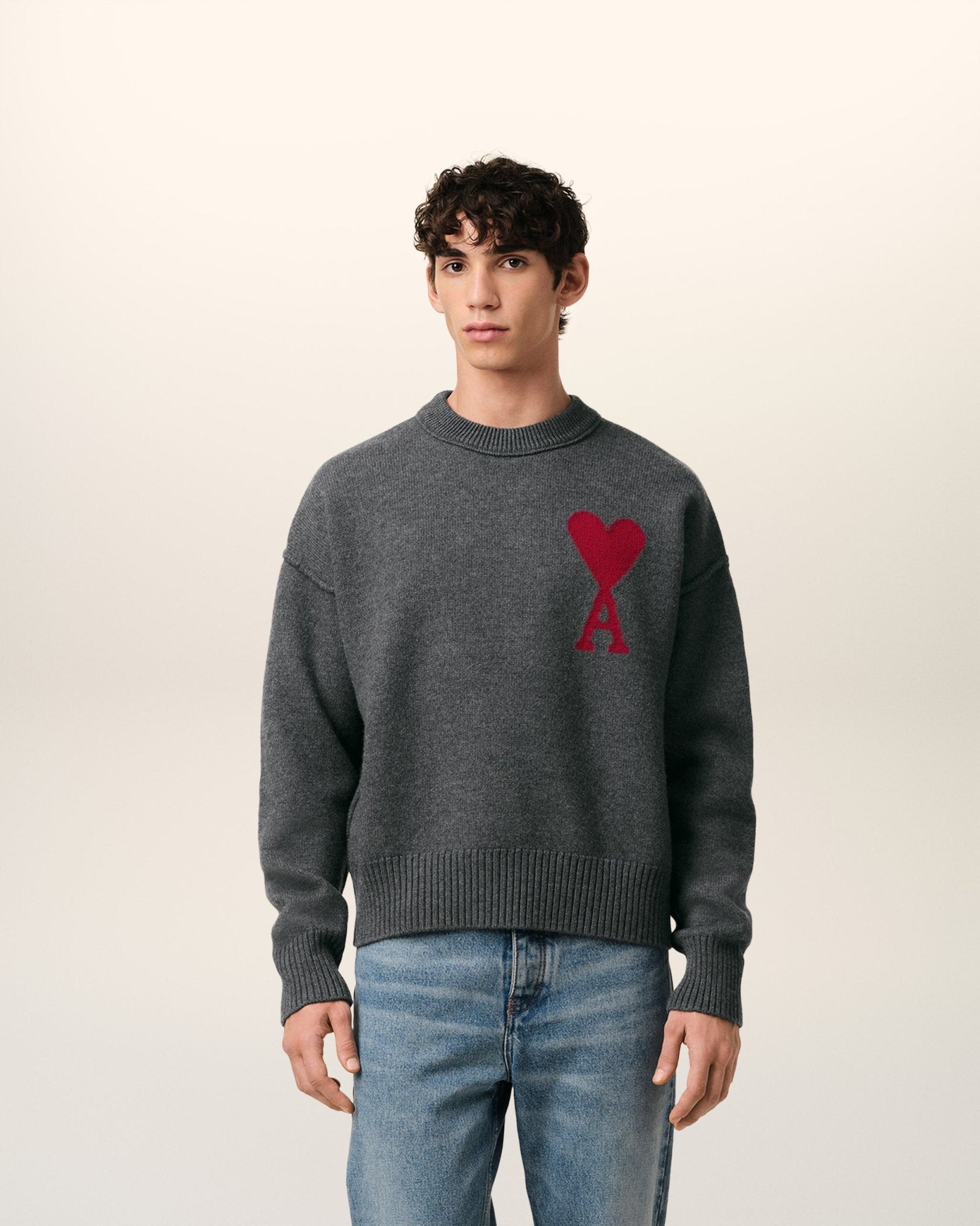 GREY WOOL AMI SWEATER - kleostreetwear