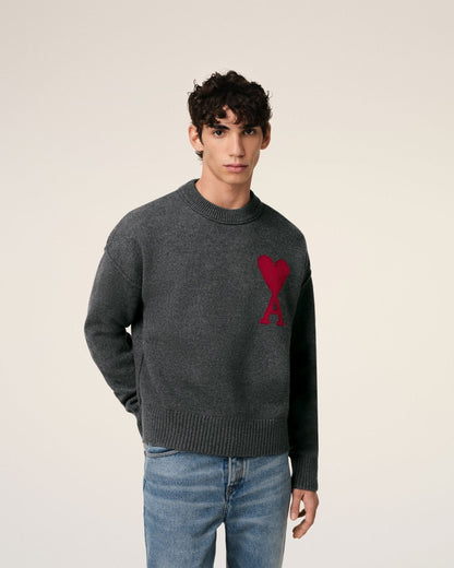 GREY WOOL AMI SWEATER - kleostreetwear