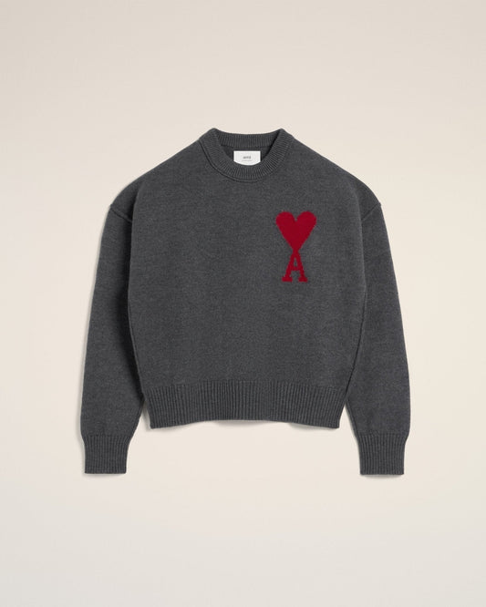 GREY WOOL AMI SWEATER - kleostreetwear