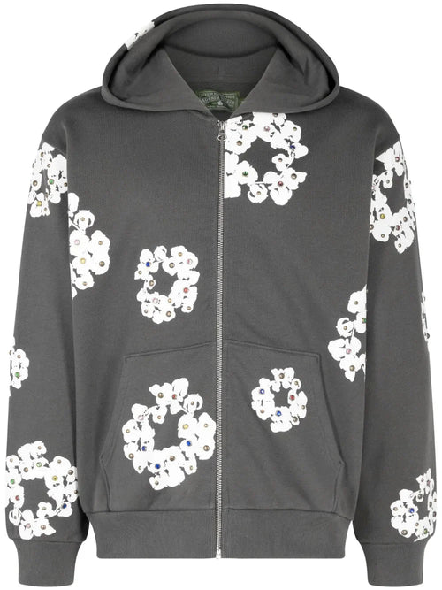 hoodie zippé Rhinestone Wreath - kleostreetwear