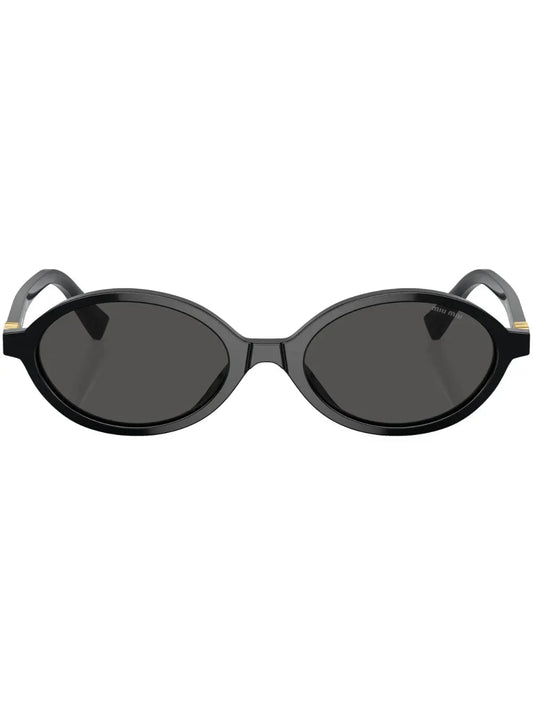 Miu Miu Eyewear lunettes de soleil ovales à logo - kleostreetwear