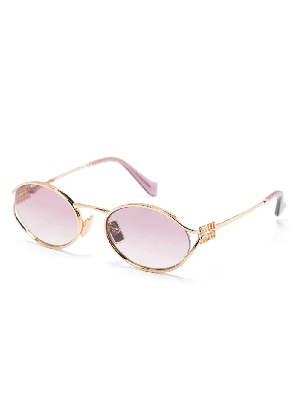 Miu Miu Eyewear lunettes de soleil ovales à plaque logo - kleostreetwear