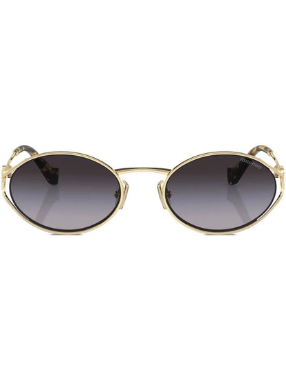Miu Miu Eyewear lunettes de soleil ovales à plaque logo - kleostreetwear