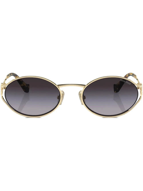 Miu Miu Eyewear lunettes de soleil ovales à plaque logo - kleostreetwear