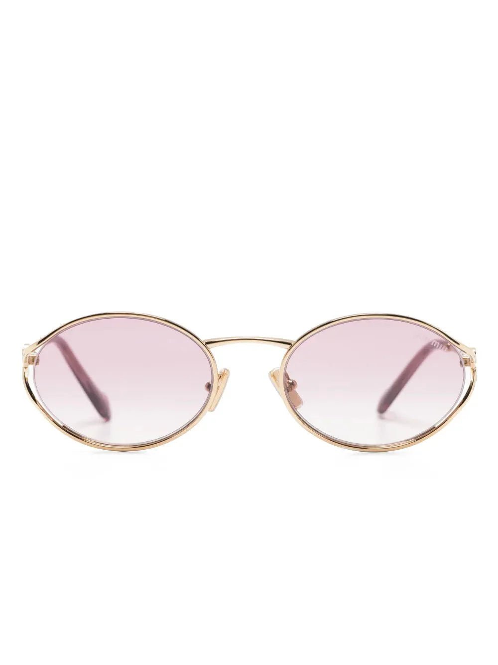 Miu Miu Eyewear lunettes de soleil ovales à plaque logo - kleostreetwear