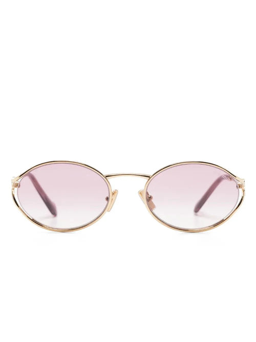 Miu Miu Eyewear lunettes de soleil ovales à plaque logo - kleostreetwear