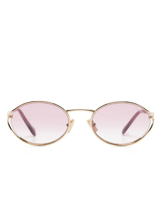 Miu Miu Eyewear lunettes de soleil ovales à plaque logo - kleostreetwear