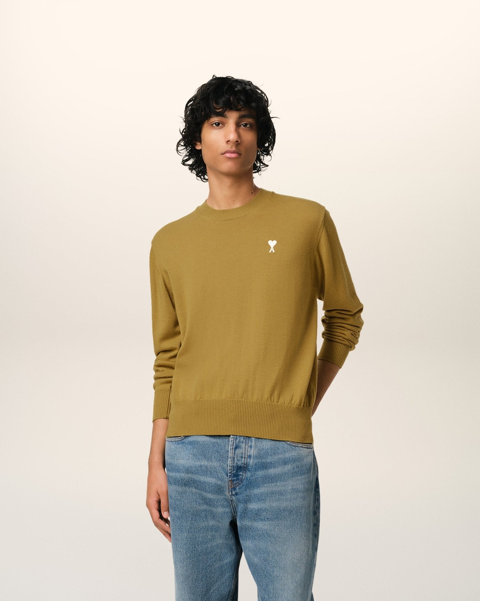 MUSTARD WOOL CREW NECK SWEATER - kleostreetwear