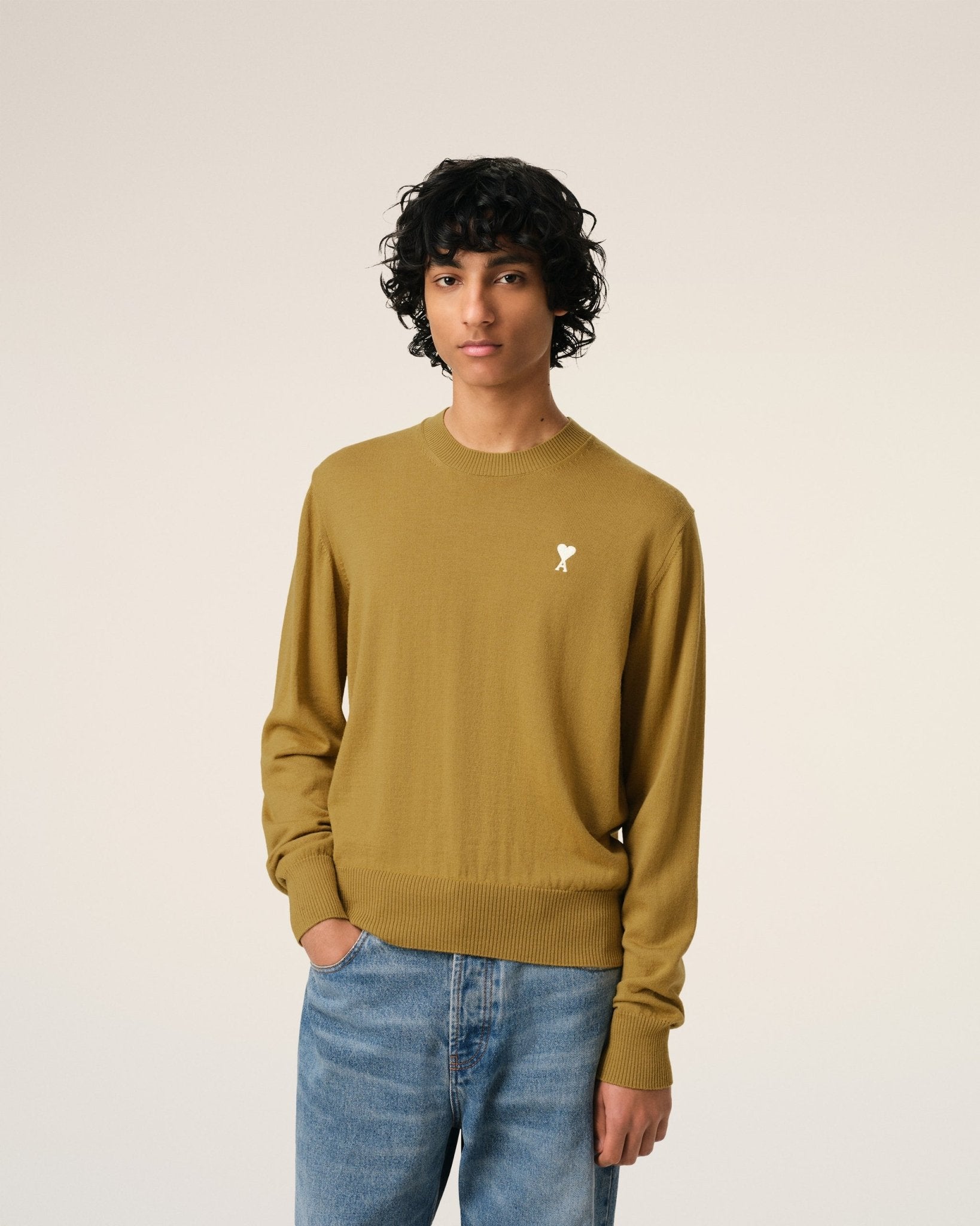 MUSTARD WOOL CREW NECK SWEATER - kleostreetwear