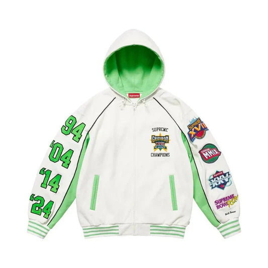 SUPREME ZIP HOODIE PLAYOFFS WHITE - kleostreetwear