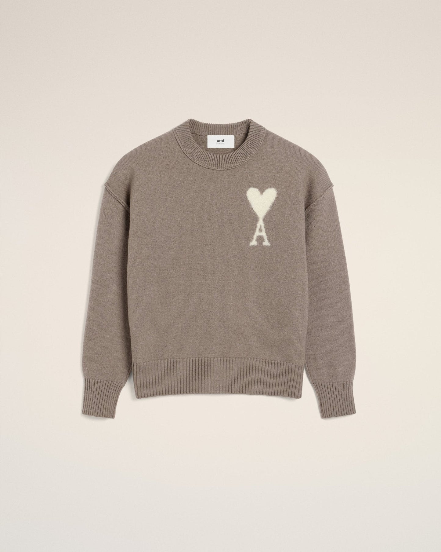 TAUPE WOOL AMI SWEATER - kleostreetwear