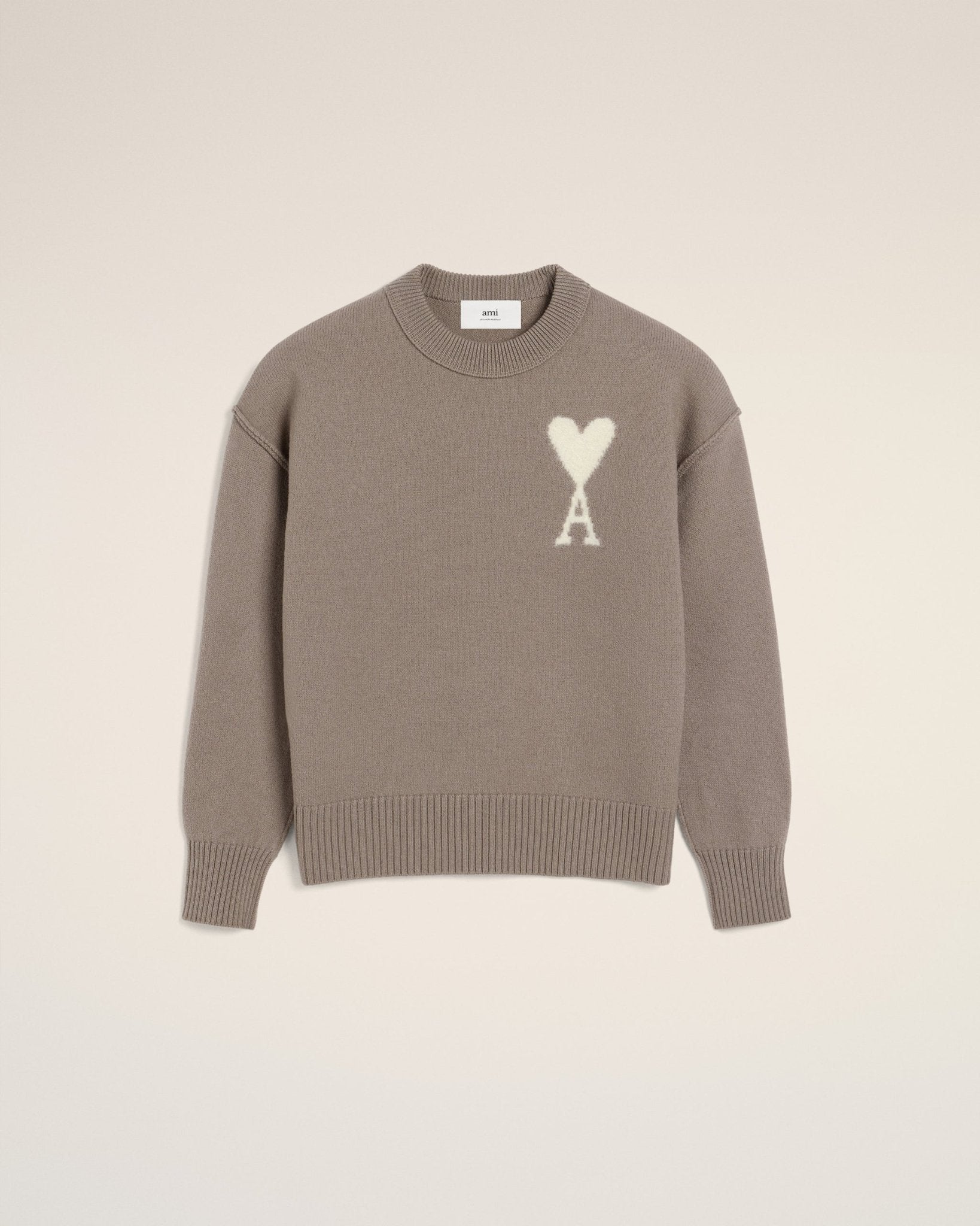 TAUPE WOOL AMI SWEATER - kleostreetwear