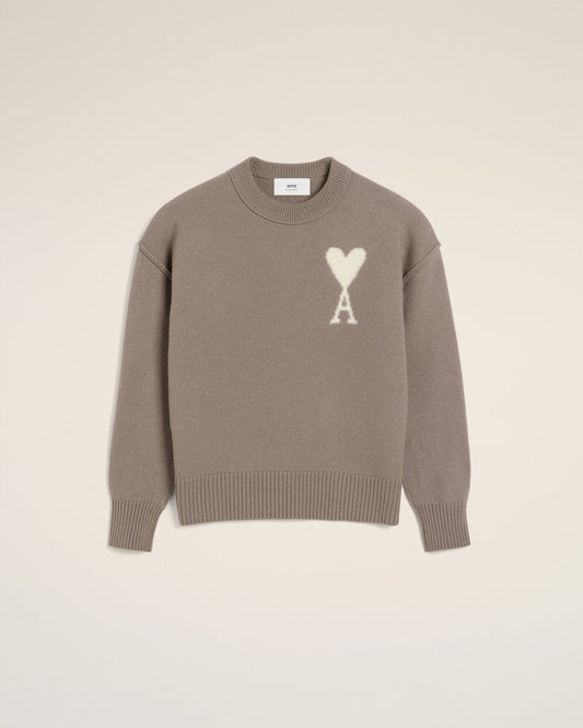 TAUPE WOOL AMI SWEATER - kleostreetwear