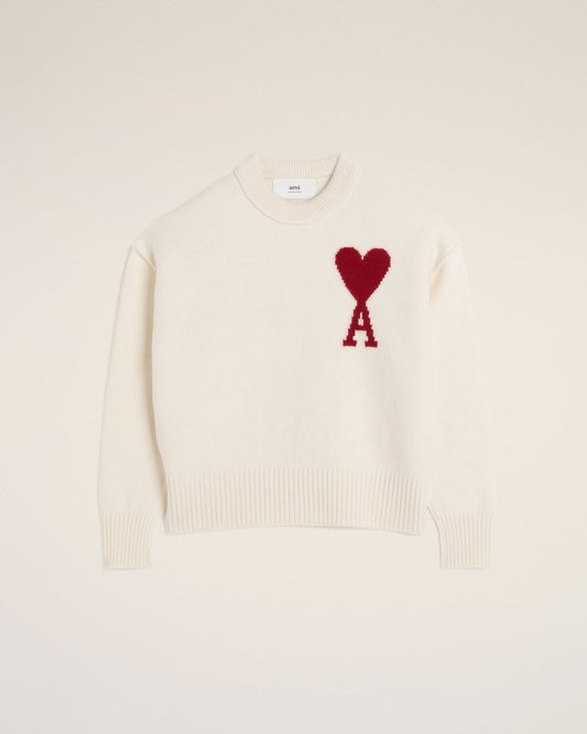 WHITE WOOL AMI SWEATER - kleostreetwear